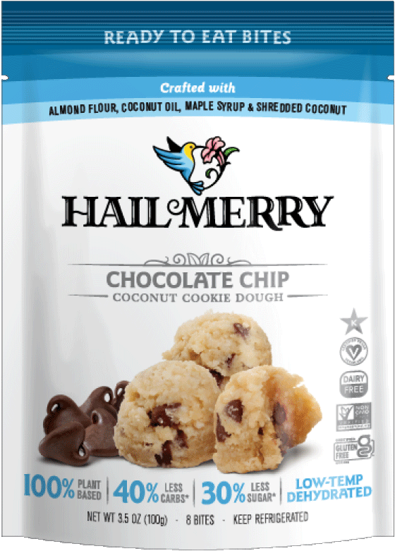 Bag of No Bake Chocolate Chip Cookie Dough Bites. Vegan. Dairy Free. Organic. Paleo Snacks