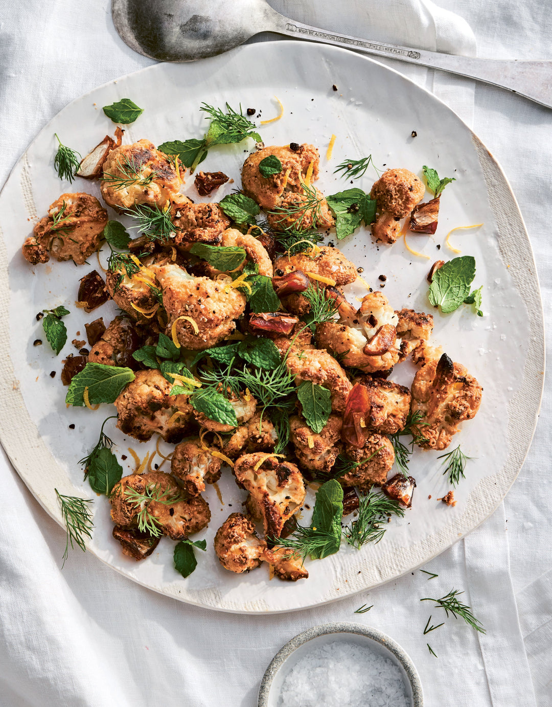 Tahini-Charred Cauliflower with Dates + Mint by Rachel Riggs