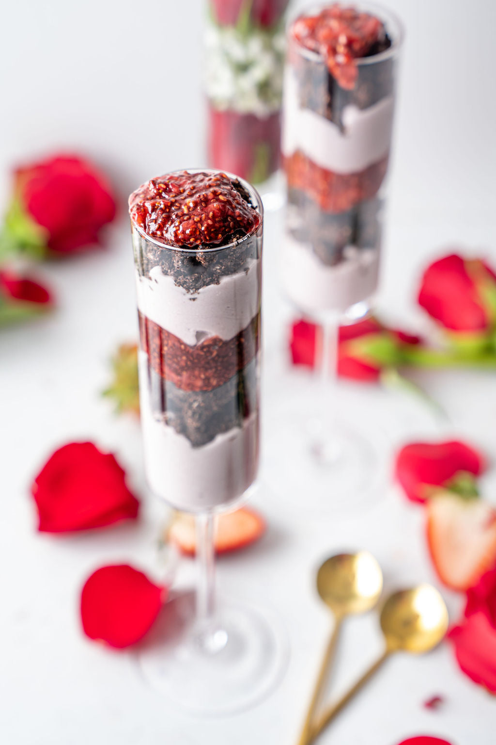 Rose and Red berry Chocolate parfait recipe 