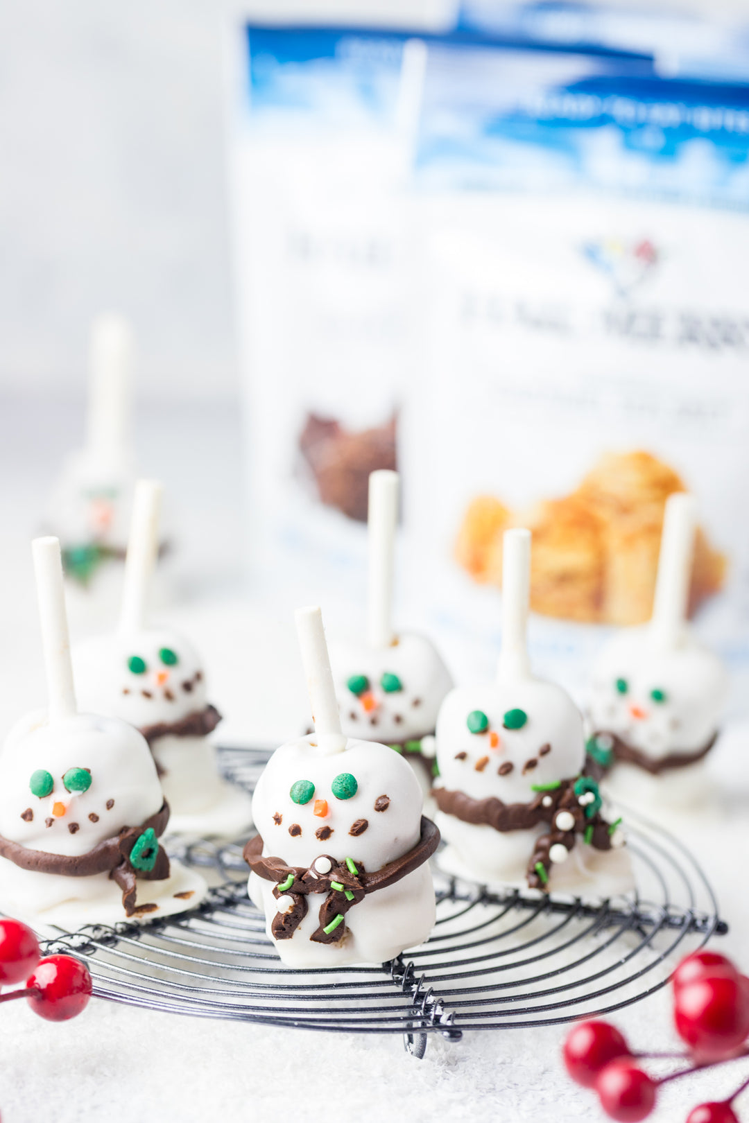 Snowman Cookie Dough Pops