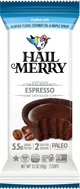 Hail Merry Raw Dark Chocolate Espresso Snack Cups. Individual Package. Vegan. Organic. Healthy Snacks 