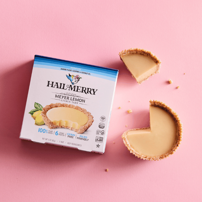 Hail Merry Meyer Lemon Tart outside of Package. Vegan. No Bake. Organic. Paleo Friendly Healthy Snacks. Free Shipping 